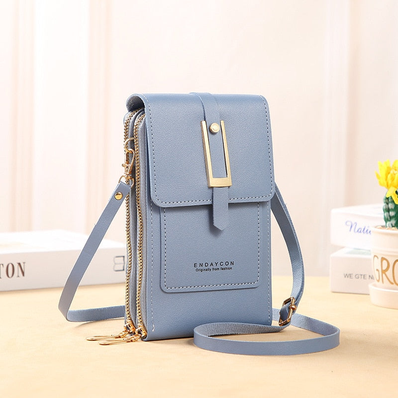 Leather Smartphone ClutchWomen's Handbag With Touchscreen Window