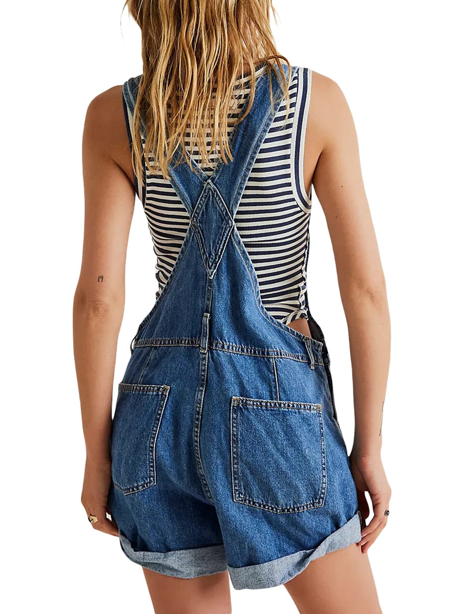 Sleeveless Denim Overall Jumpsuit for Women