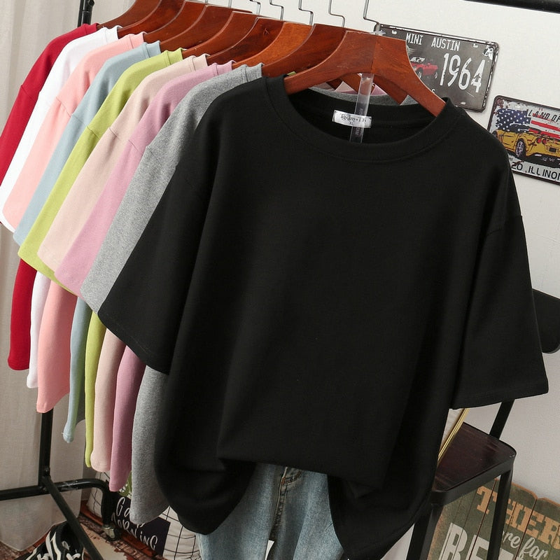 Oversized Cotton Basic T-Shirt for Women