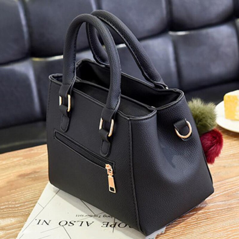 Ladies' Bagleather Handbag With 3 Soft Plush Balls