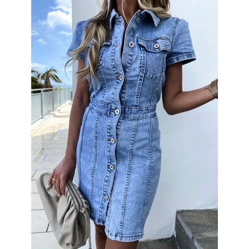 Ulrike Single-Breasted Denim Dress