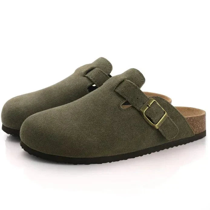 Casual Suede Clogs With Buckle Straps for Men