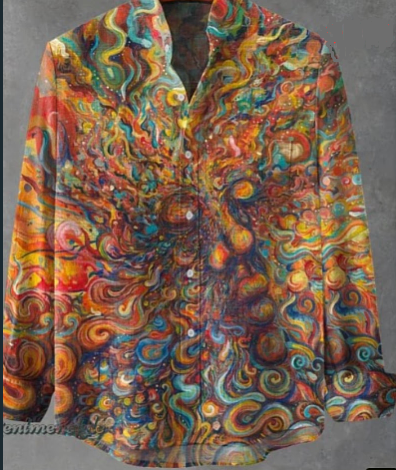 Artistic Button Down Summer Shirt for Men