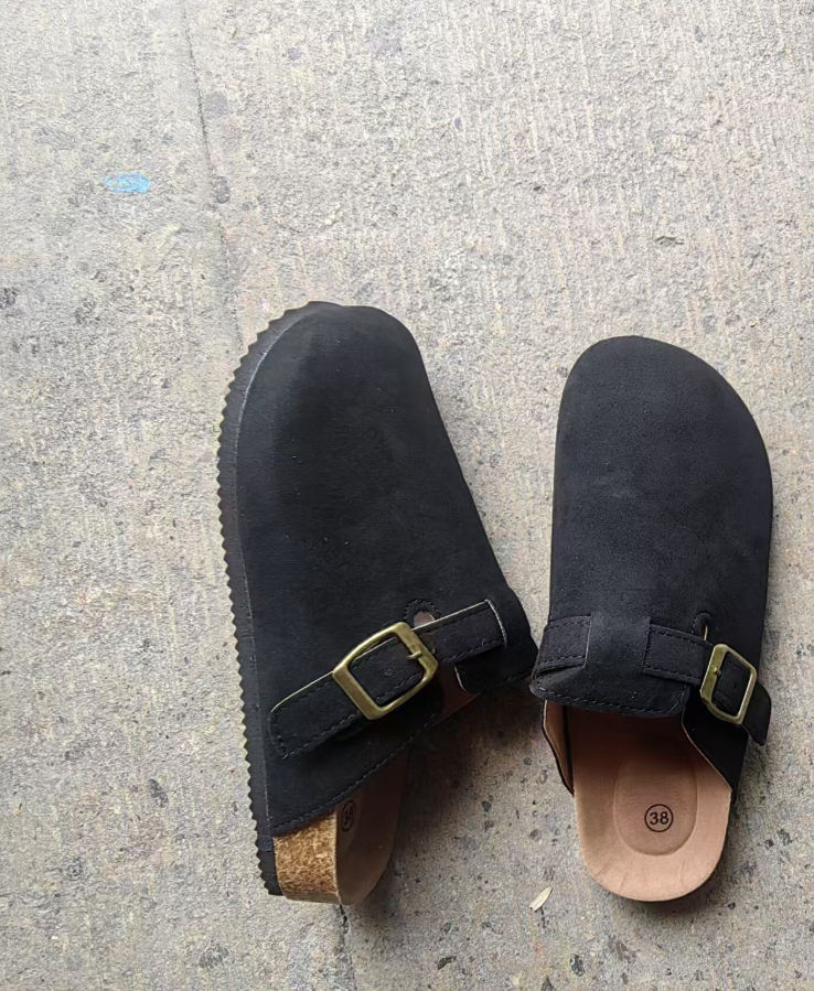 Casual Suede Clogs With Buckle Straps for Men