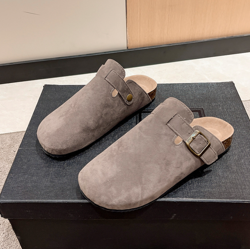 Casual Suede Clogs With Buckle Straps for Men