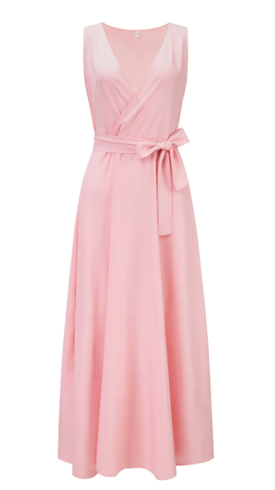 Women's Solid Color V-Neck Long Dress