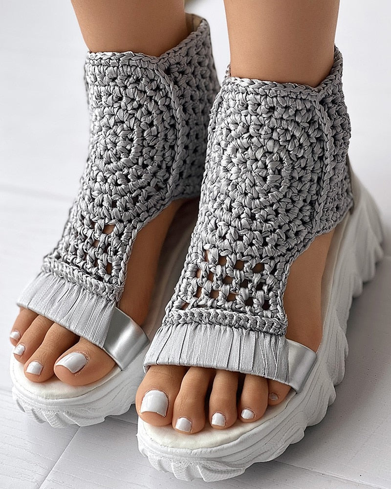 Braided Geometry Sandalswomen Summer Wedge Sandals