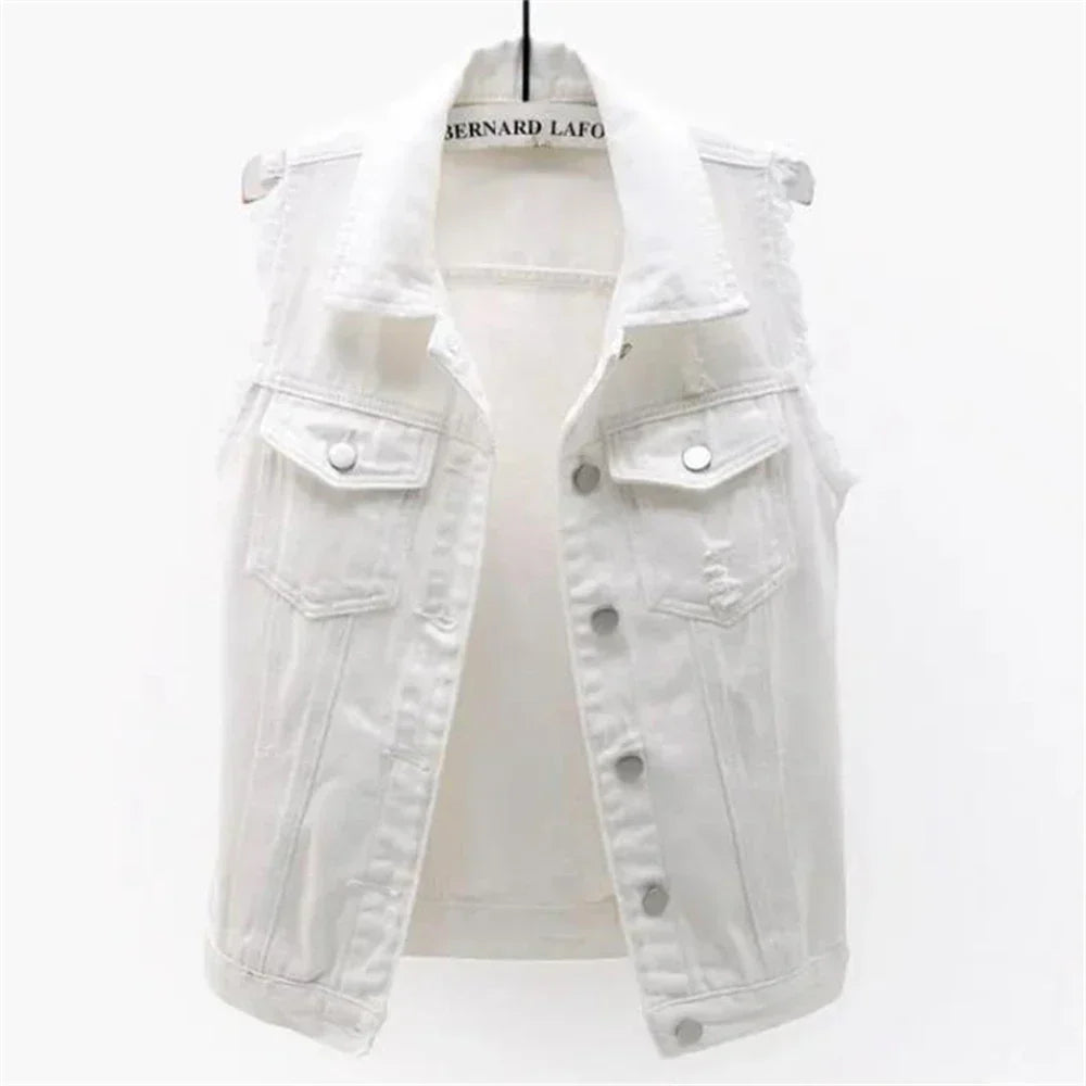 Sleeveless Denim Vest for Women in Bright Colors