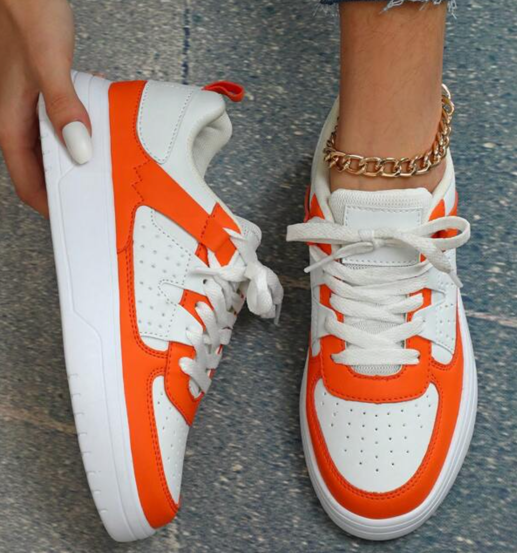 Pastel-colored Colorblock Sneakers With Chunky Sole for Women