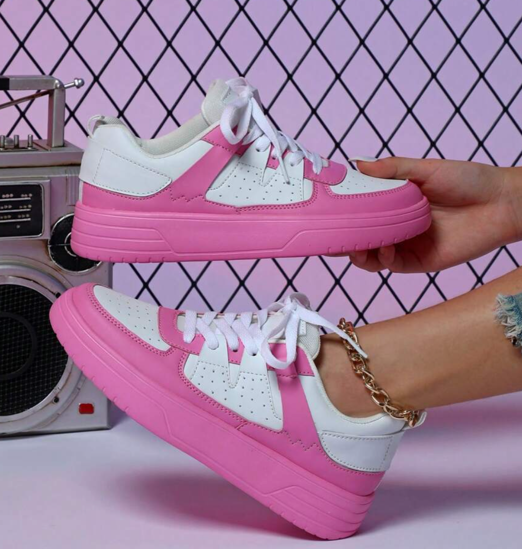 Pastel-colored Colorblock Sneakers With Chunky Sole for Women