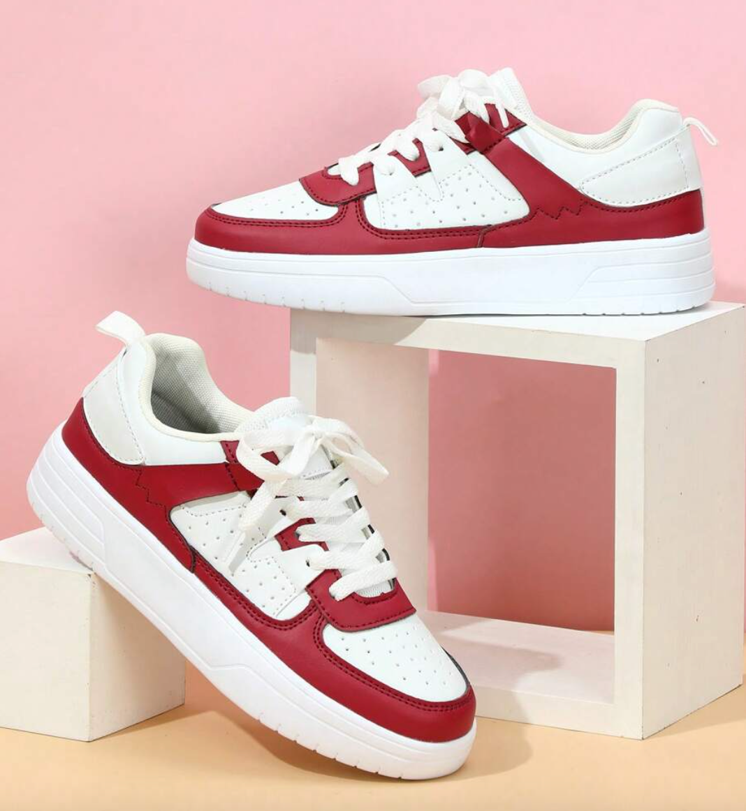 Pastel-colored Colorblock Sneakers With Chunky Sole for Women