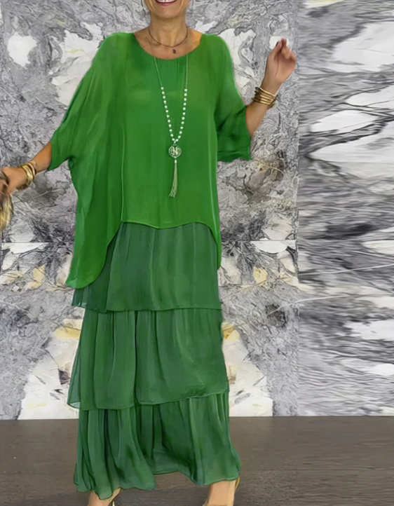 Elegant Max Dress With Wide Round Neckline