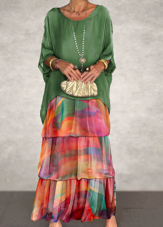 Elegant Max Dress With Wide Round Neckline