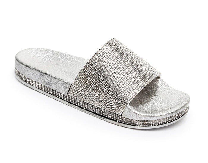 Crystal Diamond Slides with Embellishment Sandals