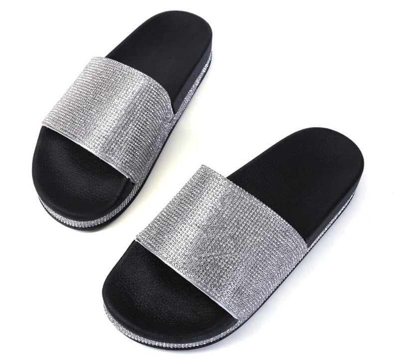Crystal Diamond Slides with Embellishment Sandals