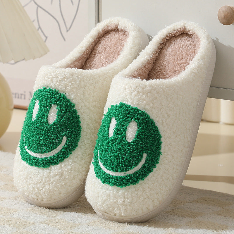 Large Smiley Pattern Fur Slippers