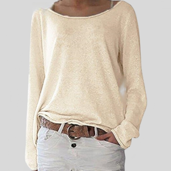 Lightweight round neck sweater for women