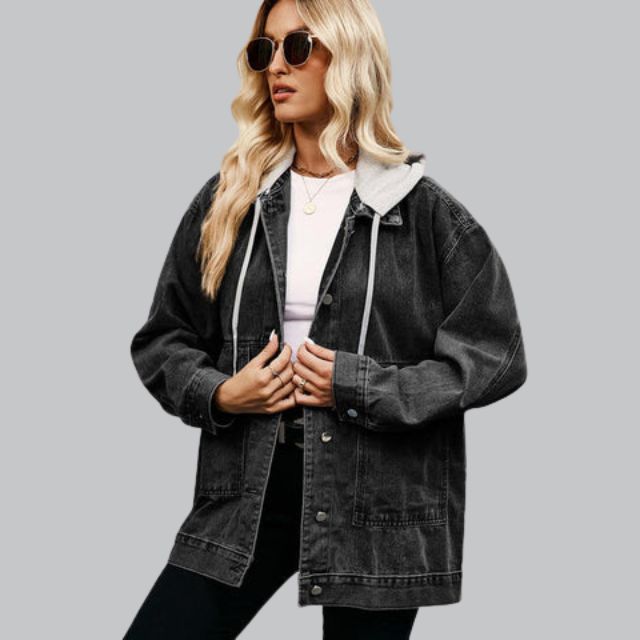 Lysse | Denim Vest with Hood and Used-Look