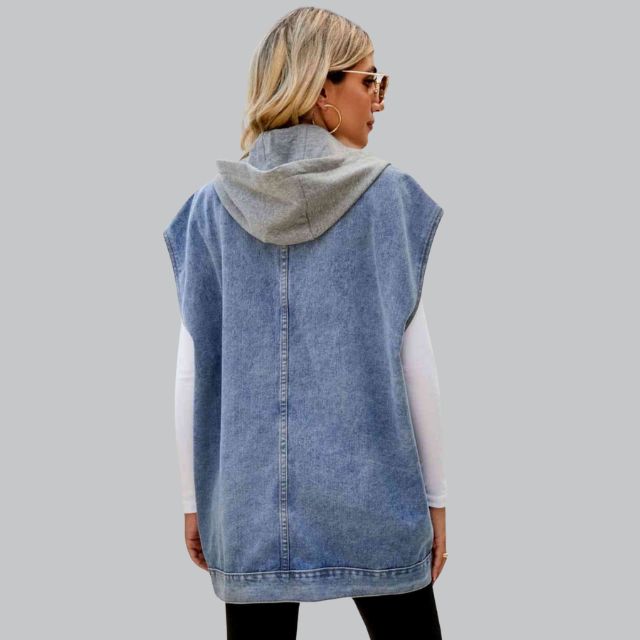 Lysse | Denim Vest with Hood and Used-Look