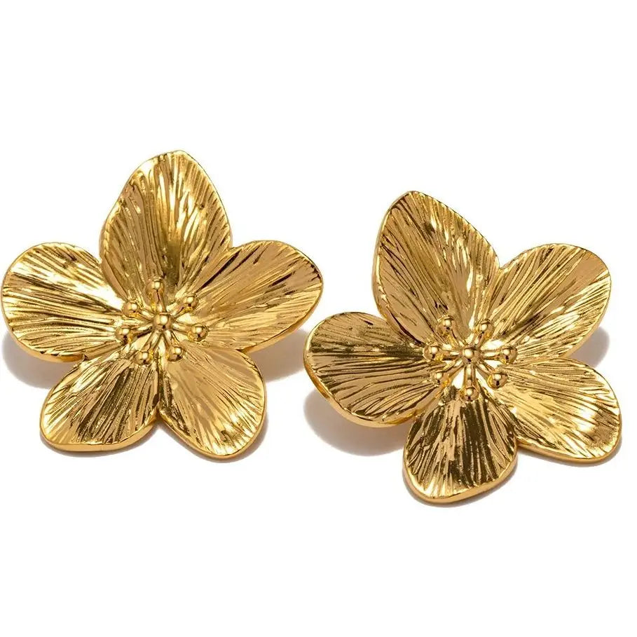 Hypoallergenic Vintage Flower Sticks, 18K Gold-Plated