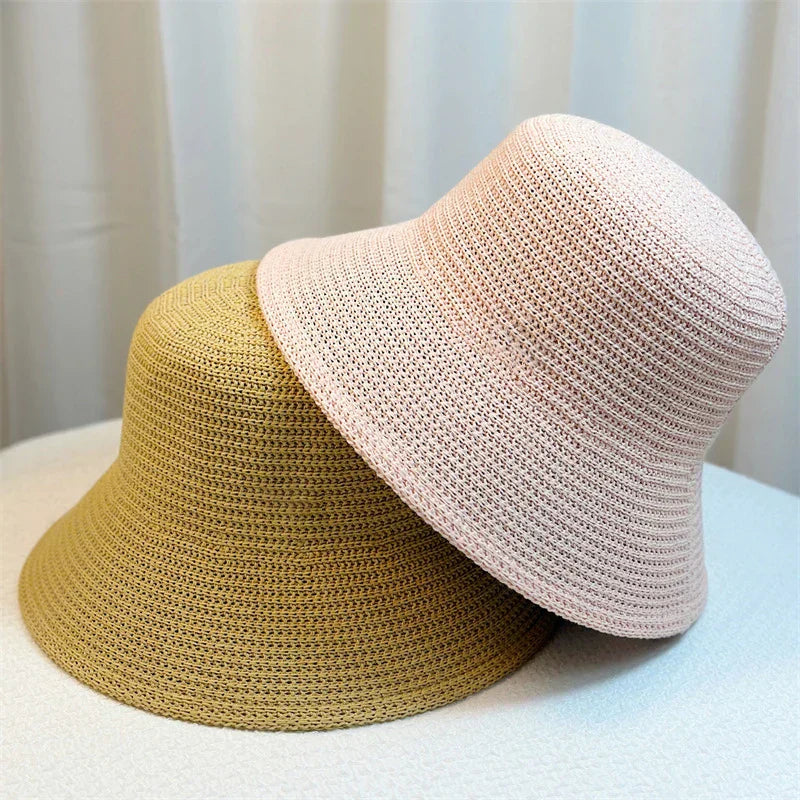 Fischer hat in Koreanischem Retro-Stil aus Geflochtenem Stroh für Frauen