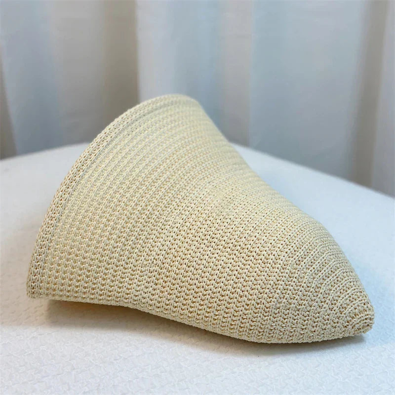 Fischer hat in Koreanischem Retro-Stil aus Geflochtenem Stroh für Frauen