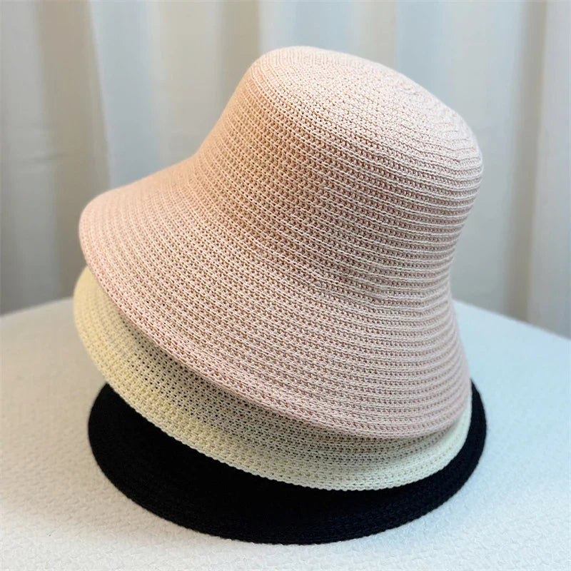 Fischer hat in Koreanischem Retro-Stil aus Geflochtenem Stroh für Frauen