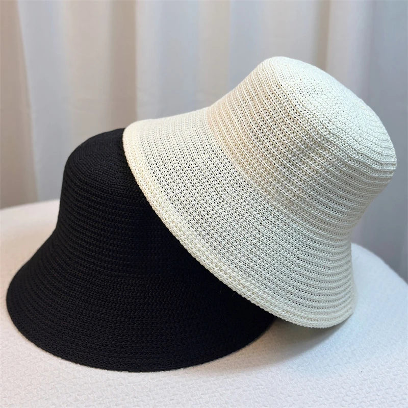 Fischer hat in Koreanischem Retro-Stil aus Geflochtenem Stroh für Frauen