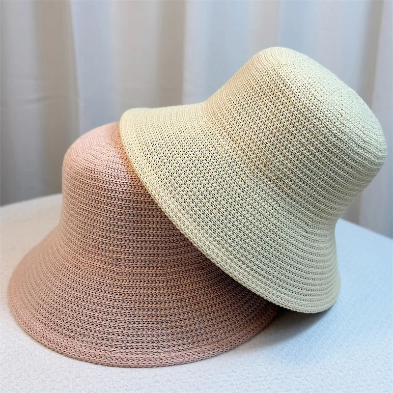 Fischer hat in Koreanischem Retro-Stil aus Geflochtenem Stroh für Frauen