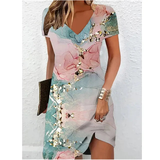 Beige Glitter Cocktail Dress
