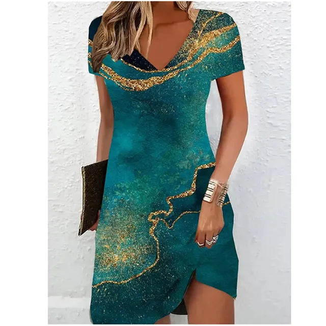 Beige Glitter Cocktail Dress