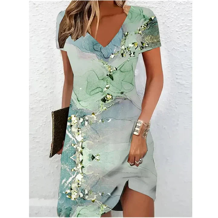 Beige Glitter Cocktail Dress