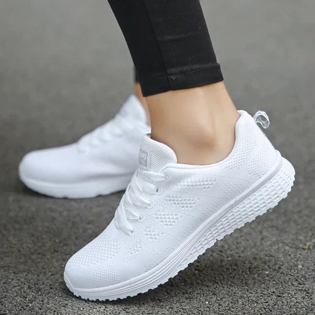 Ladies Breathable Mesh Fabric Laced Sneakers