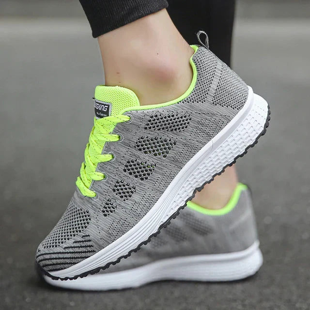 Ladies Breathable Mesh Fabric Laced Sneakers