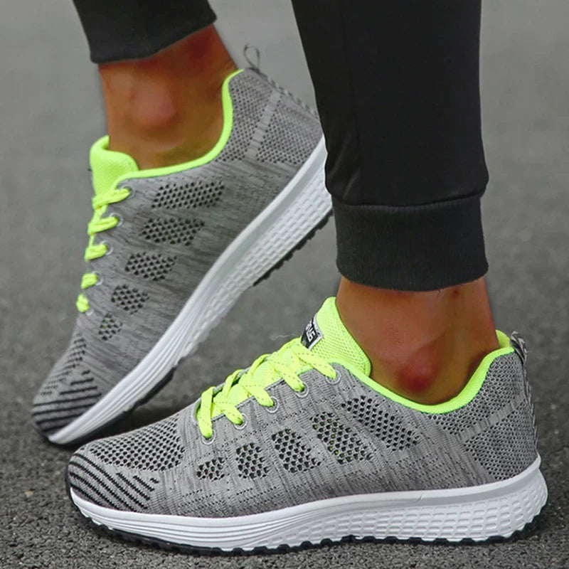 Ladies Breathable Mesh Fabric Laced Sneakers