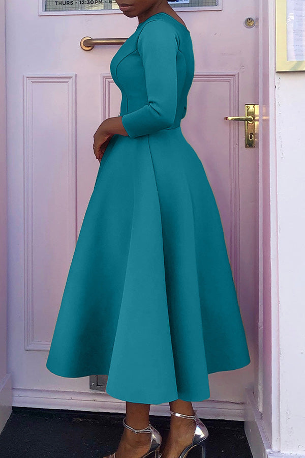 3/4-Sleeve Swing Dress