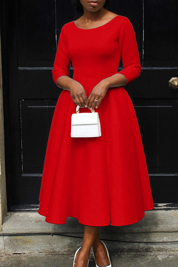 3/4-Sleeve Swing Dress