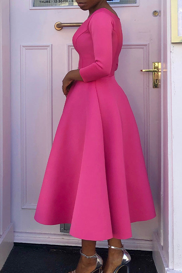 3/4-Sleeve Swing Dress