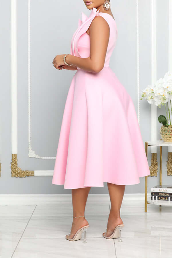 One Shoulder Midi Dress Elegant A-line Fit Sculpted Details Formal Wear