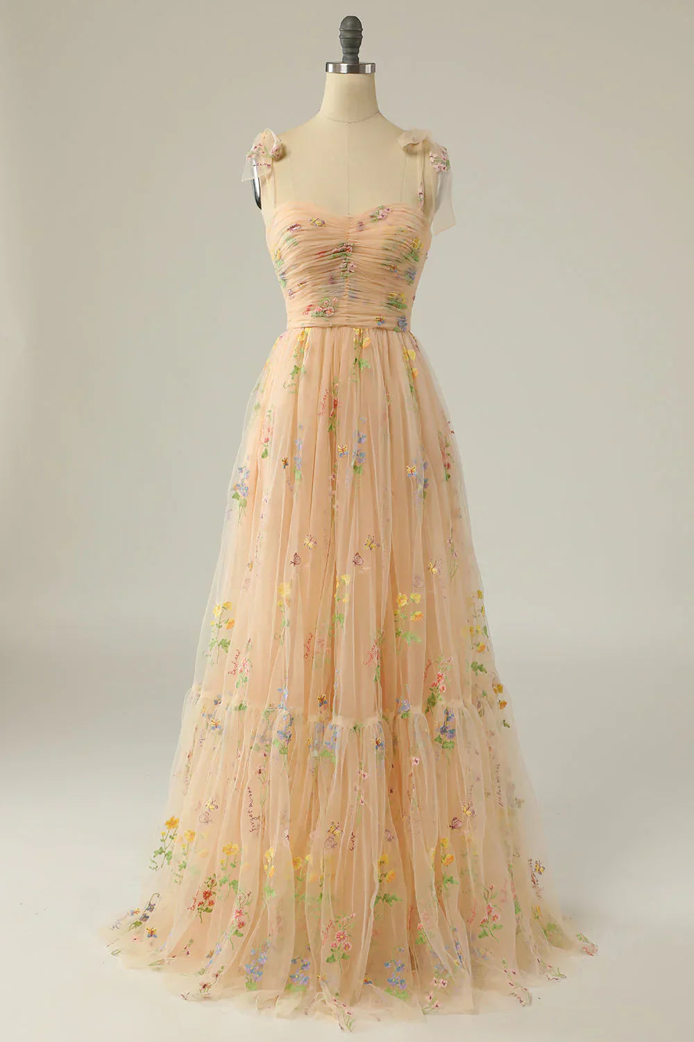 Embroidered Tulle Gown