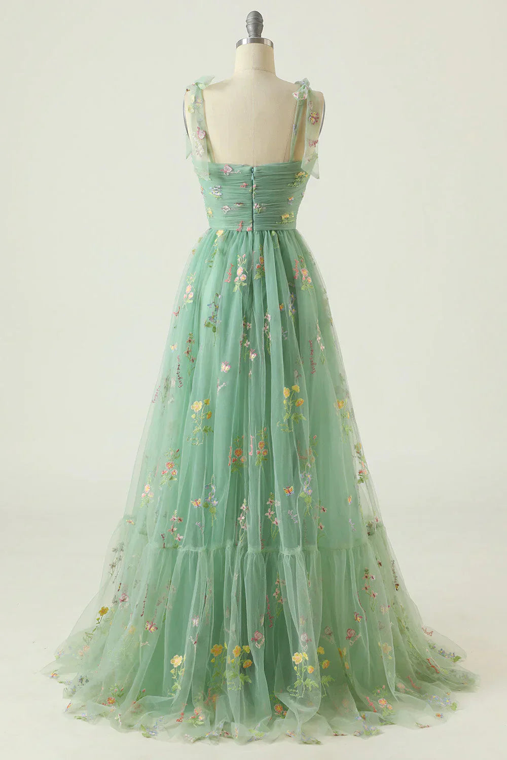 Embroidered Tulle Gown