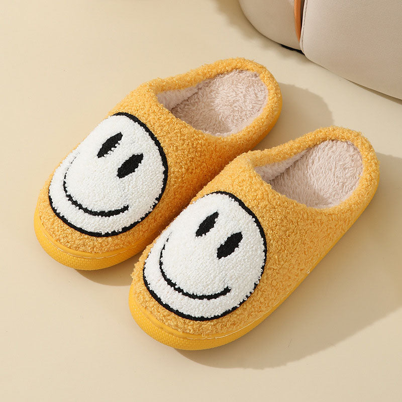 Large Smiley Pattern Fur Slippers
