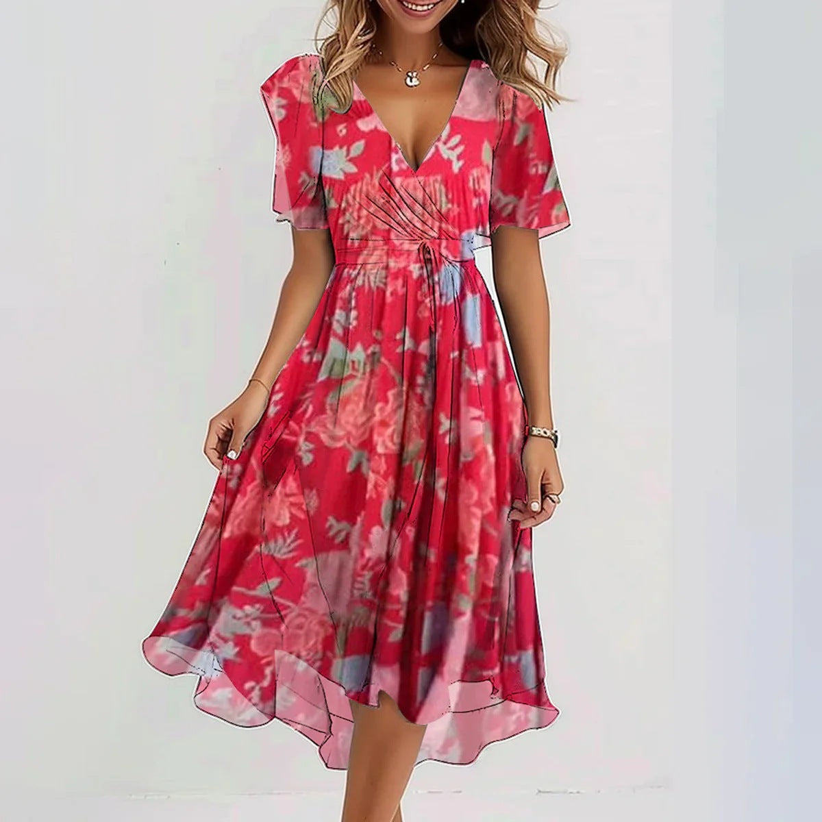 Elegant short-sleeve dress
