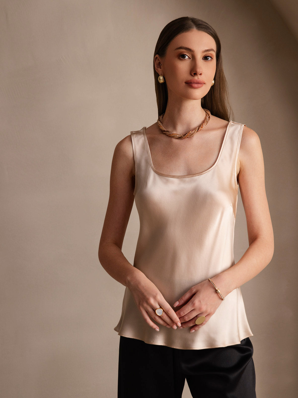 Silk U-Neck Tank Top