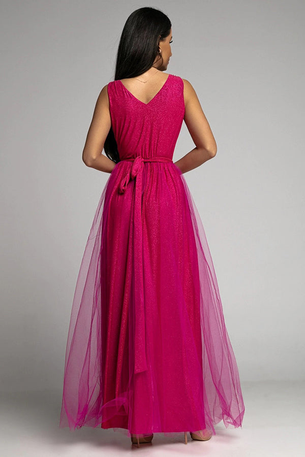 It'S My Day Light Tulle Slit Maxi Dress