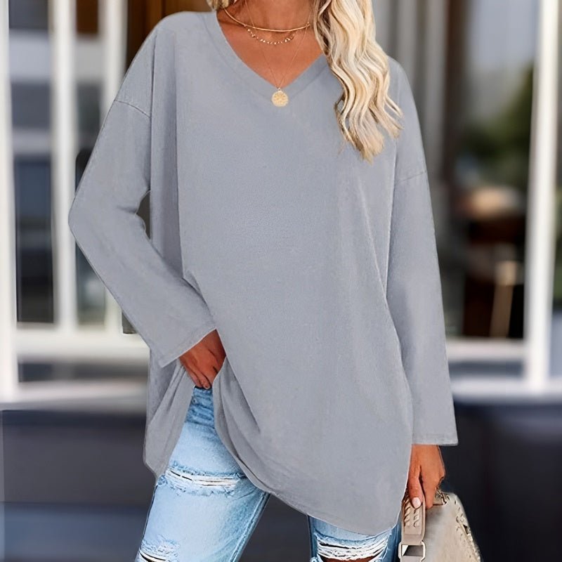 Your Trendy Long Sleeve Shirt With V-Neck For Comfort