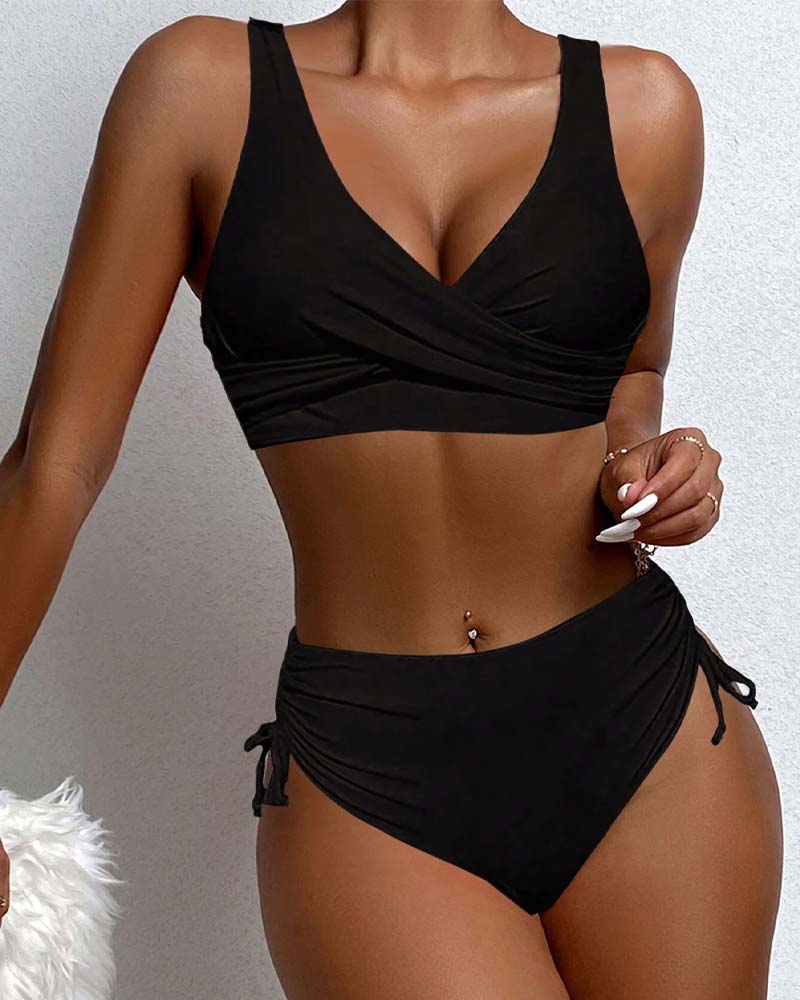 Bikini-Swimsuit With Drawstring And Lacing At The Back