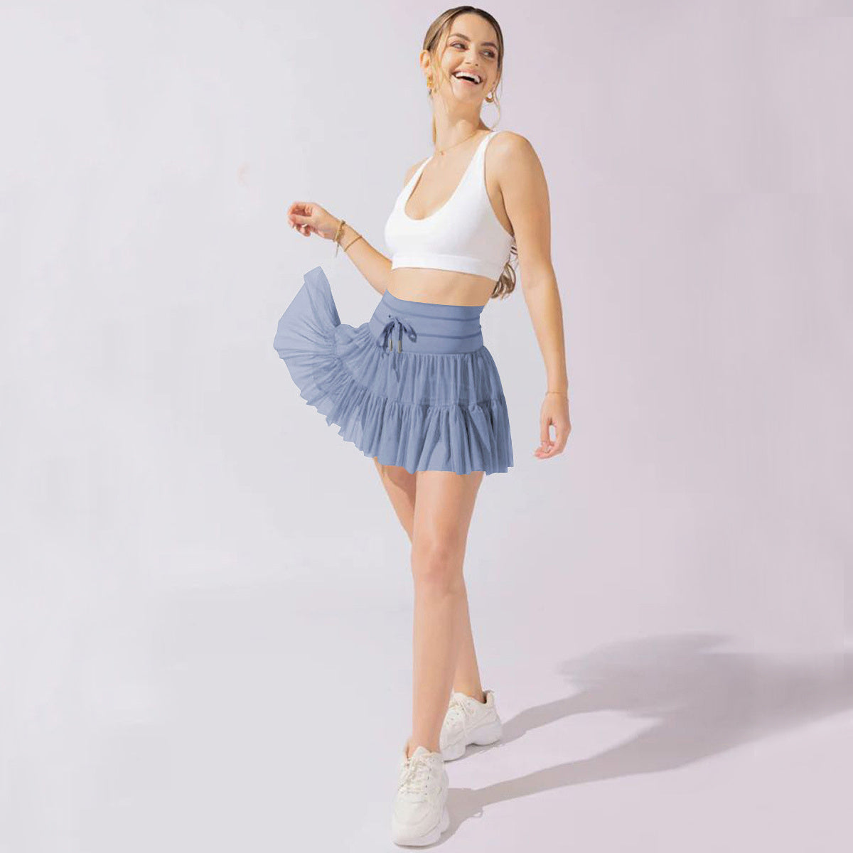 High Waist Mini Skirt With Safety Shorts