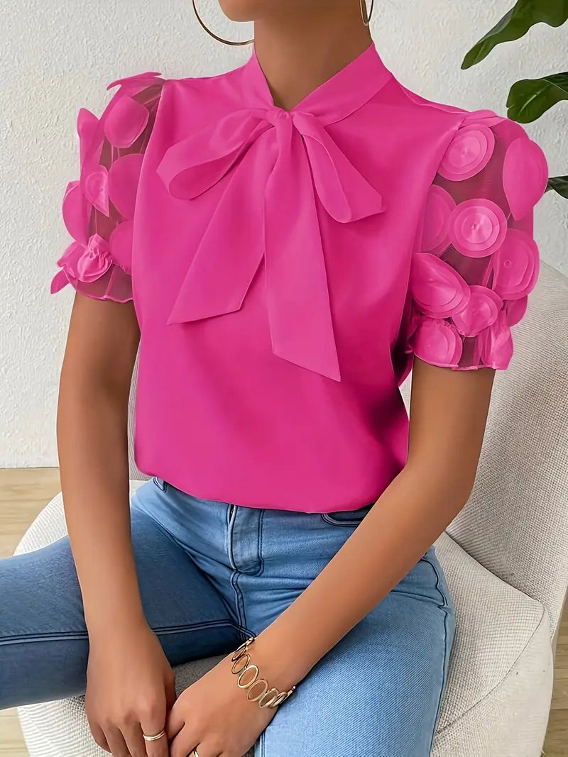 Blouse with Transparent Puff Sleeves