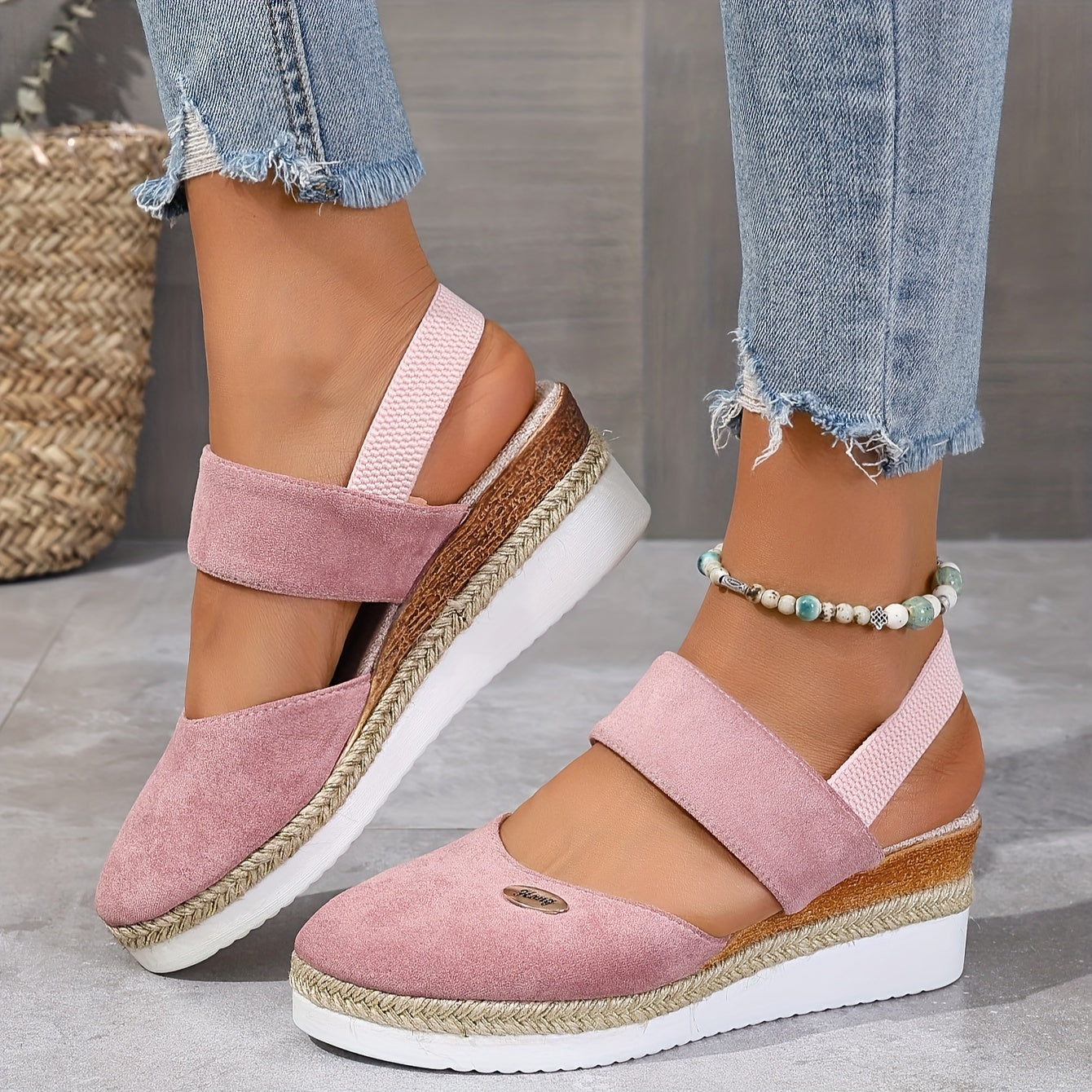 Women's Platform Sandals: Non-slip, Closed Toe, Elastic Strap